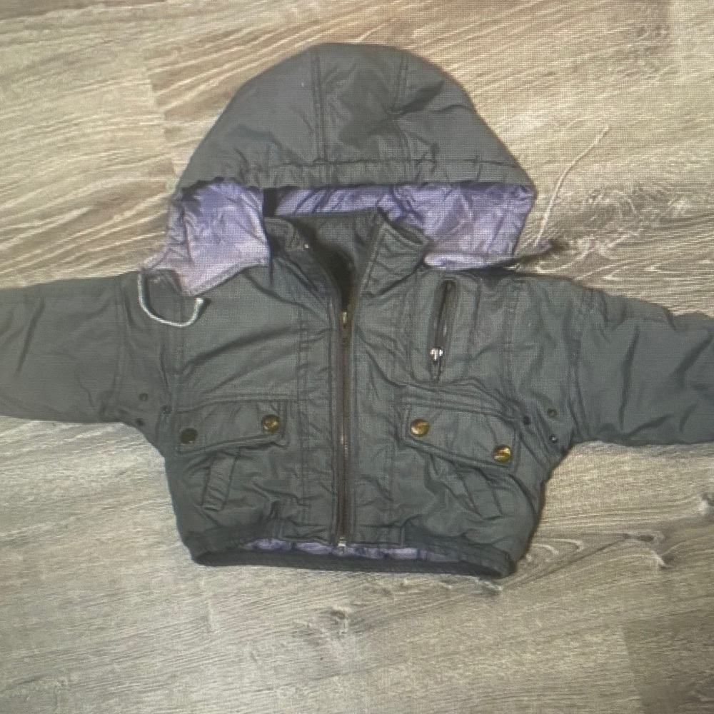 Kids Black and Purple Hooded Jacket